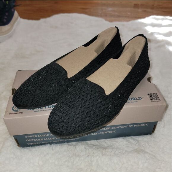 Skechers Cleo 2.0 Someday Flats Recycled Vegan Sparkle Knit Ballerina SlipOn 9.5 - Picture 1 of 15